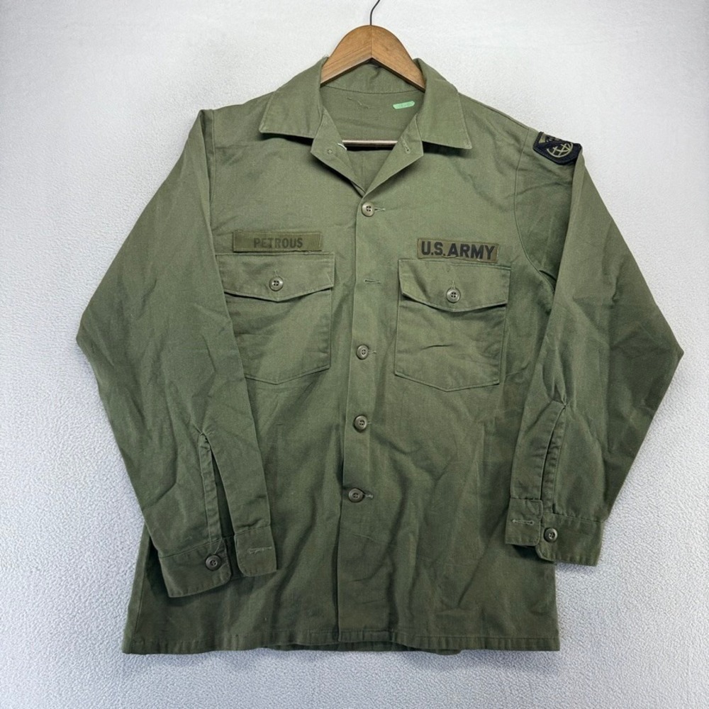 VIntage OG 507 Military Shirt Mens Large 22x29 Green Military Cotton Uniform